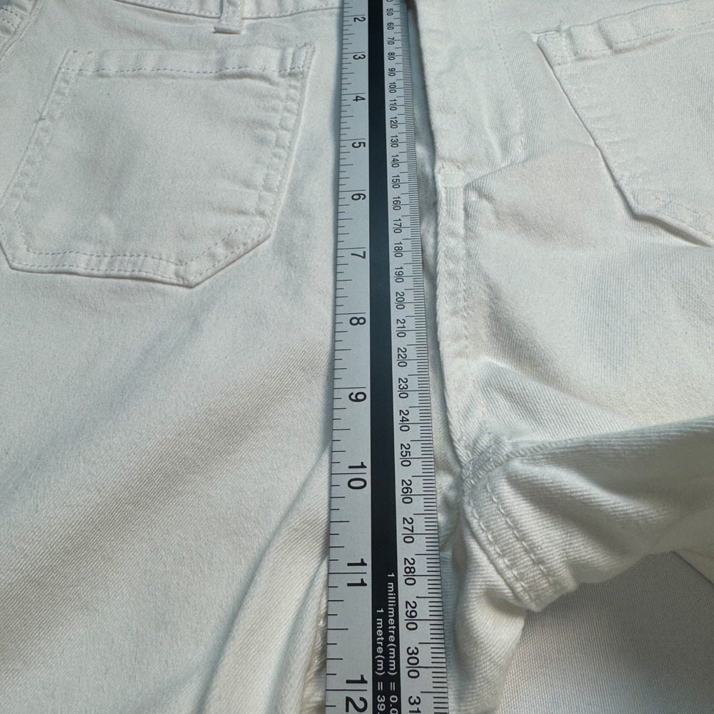 Luvamia Womens Ankle Pants Size Medium White Denim Crop Patch Pockets - Picture 7 of 9